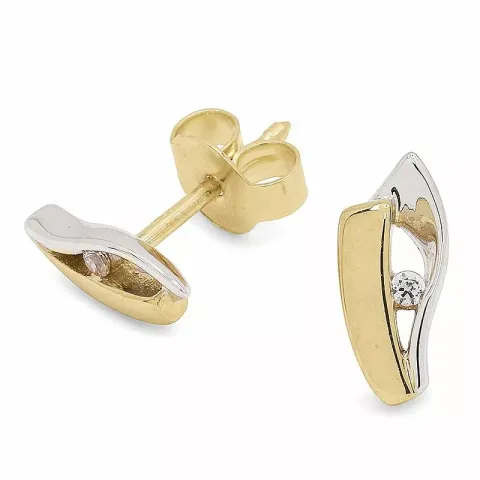 Billiga zirkon guldörhängestift i 9 karat guld med rhodium med zirkoner