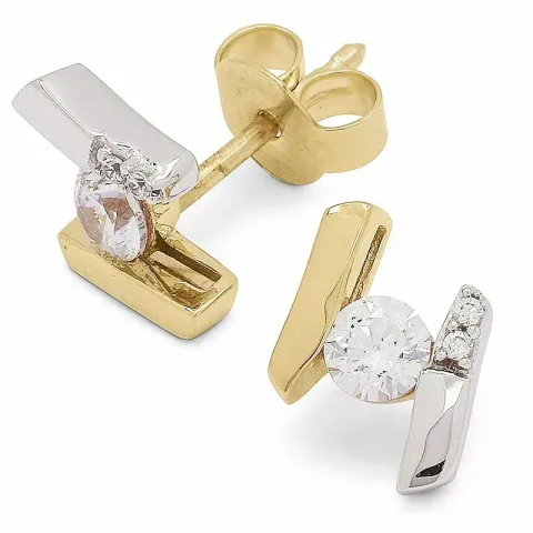 Guldörhängestift i 9 karat guld med rhodium med 