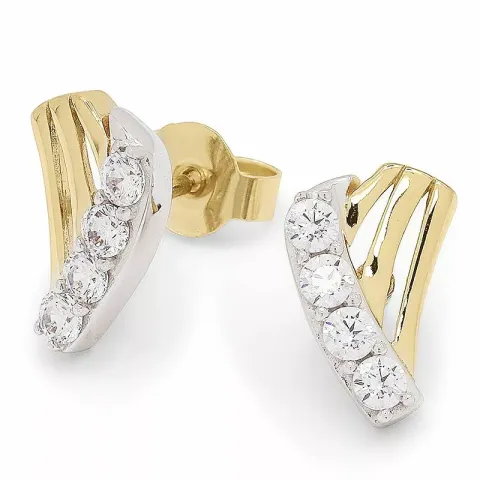 zirkon guldörhängestift i 9 karat guld med rhodium med