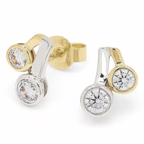 Guldörhängen i 9 karat guld med rhodium med zirkoner