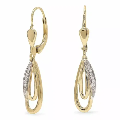 zirkon guldörhängen i 9 karat guld med rhodium med