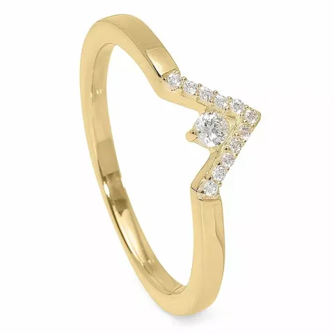 Elegant V zirkon ring i 9 karat guld