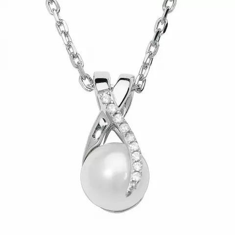 Elegant pärla hängen i 9 karat vitguld