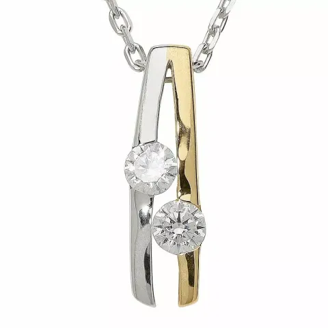 zirkon hängen i 9 karat guld med rhodium