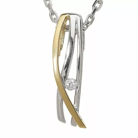 Blank zirkon guld hängen i 9 karat guld med rhodium