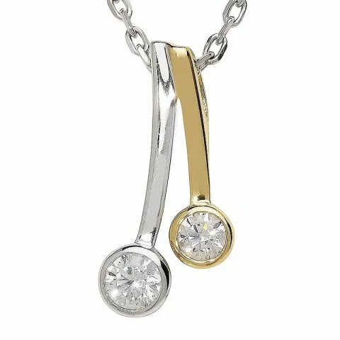 zirkon hängen i 9 karat guld med rhodium