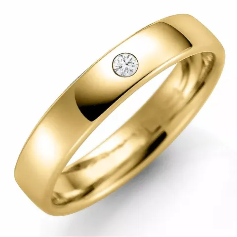 4 mm vigselsring i 9 karat guld 0,03 ct