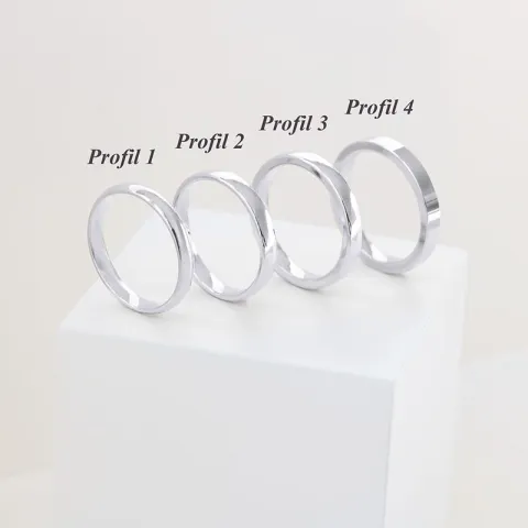 4 och 3 mm vigselsringar i 9 karat vitguld 0,02 ct - set