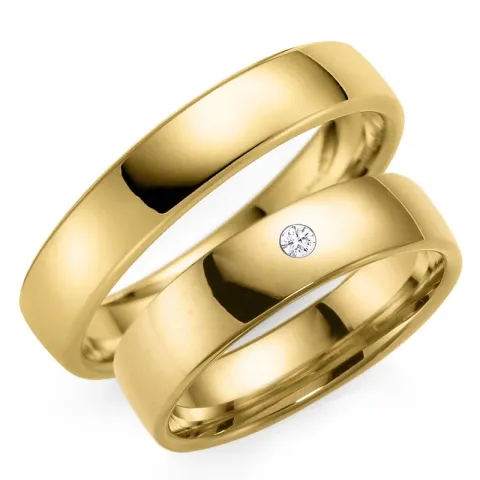 4 och 5 mm vigselsringar i 9 karat guld 0,03 ct - set