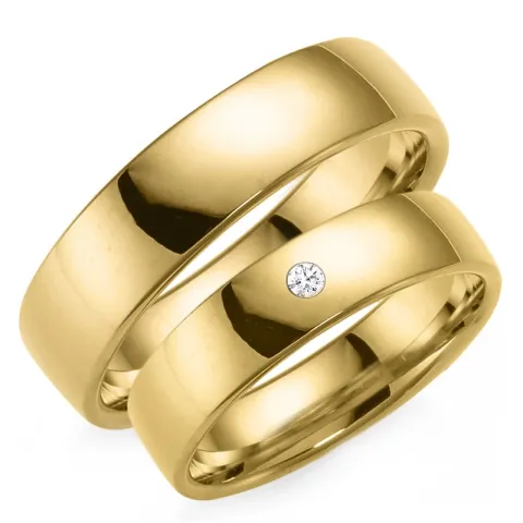 5 och 6 mm vigselsringar i 9 karat guld 0,03 ct - set