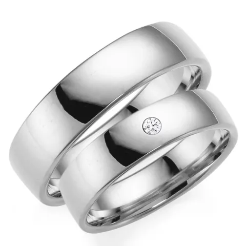 5 mm vigselsringar i 9 karat vitguld 0,03 ct - set