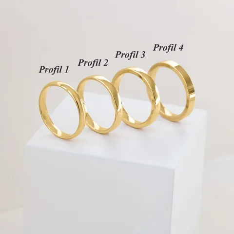 6 och 3 mm vigselsringar i 9 karat guld 0,02 ct - set