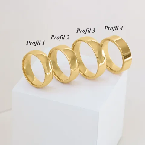 Bredd 6 mm vigselsringar i 9 karat guld - set