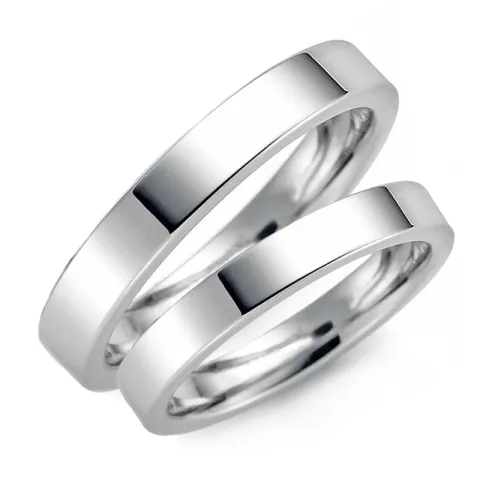 3 mm vigselsringar i 9 karat vitguld - set