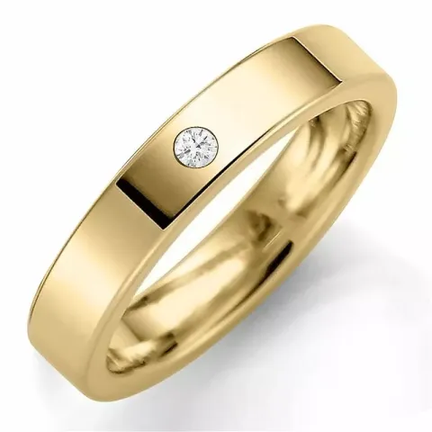 4 mm vigselsring i 14  karat guld 0,03 ct