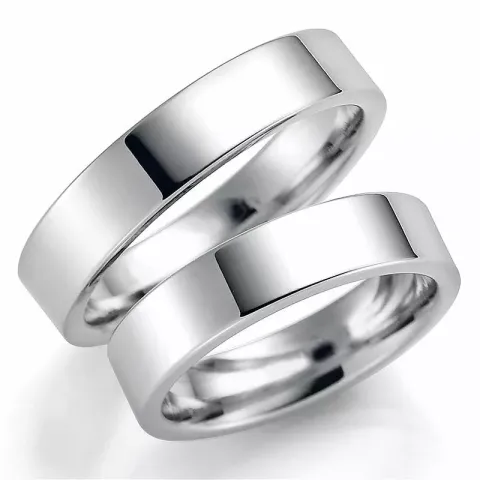 5 mm vigselsringar i 9 karat vitguld - set