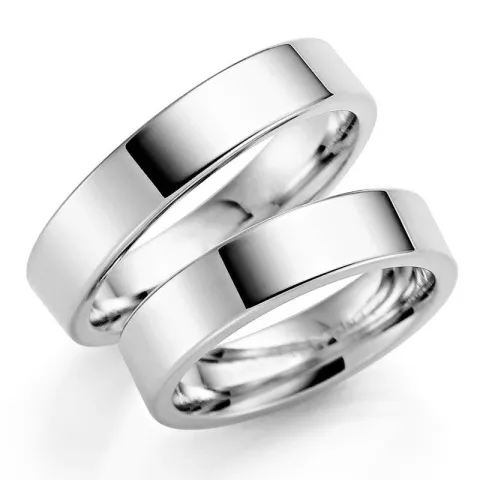 5 mm vigselsringar i 9 karat vitguld - set