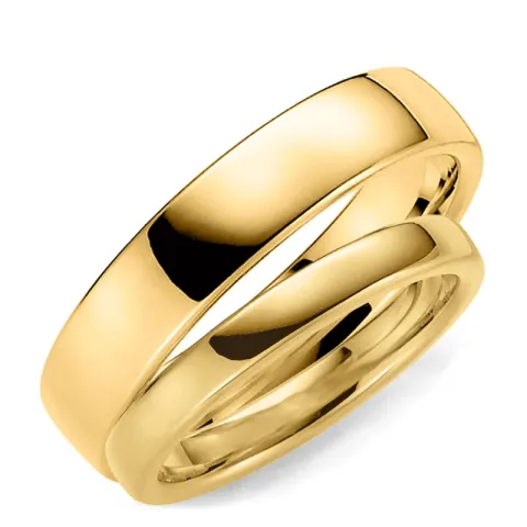5 och 3 mm vigselsringar i 14  karat guld - set