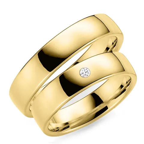 5 mm vigselsringar i 9 karat guld 0,03 ct - set