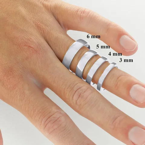 6 och 4 mm diamant vigselsringar i 9 karat vitguld - set