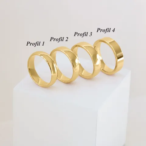 6 och 5 mm diamant vigselsringar i 9 karat guld - set