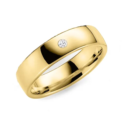 6 mm diamant vigselsring i 9 karat guld 0,03 ct