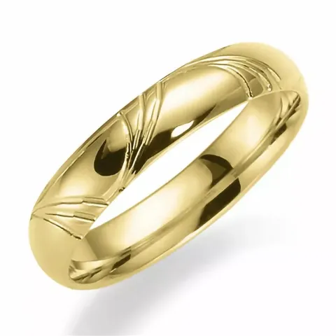 Mönstrad 4 mm vigselsring i 14  karat guld