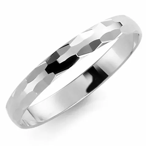 Smal 3 mm vigselsring i 9 karat vitguld