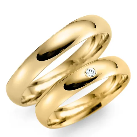 3 och 4 mm vigselsringar i 9 karat guld 0,03 ct - set