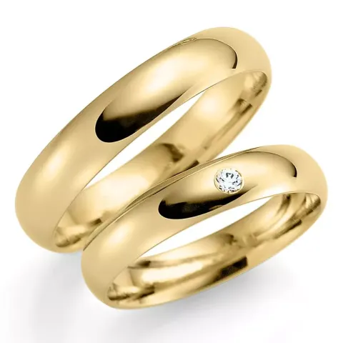 3 mm vigselsringar i 14  karat guld 0,02 ct - set