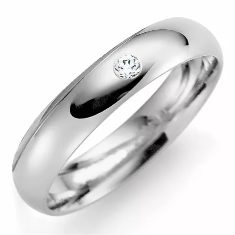 4 mm vigselsring i 14  karat vitguld 0,03 ct