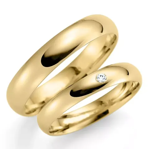 4 och 3 mm vigselsringar i 9 karat guld 0,02 ct - set