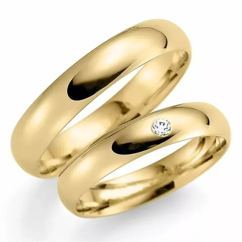 4 mm vigselsringar i 14  karat guld 0,03 ct - set