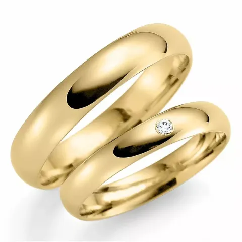 5 och 3 mm vigselsringar i 9 karat guld 0,02  ct - set