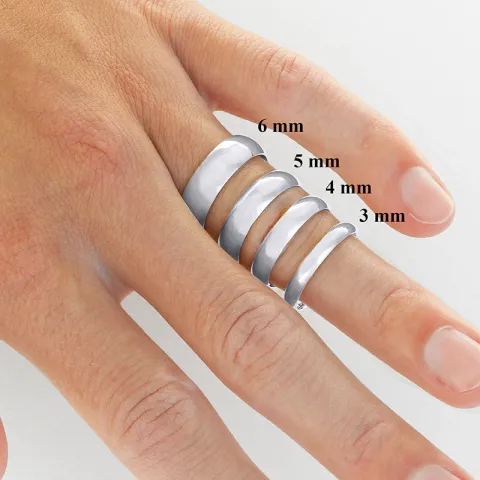 6 mm vigselsringar i 9 karat vitguld 0,03 ct - set