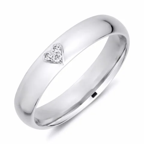4 mm hjärta diamant vigselsring i 9 karat vitguld 0,01 ct