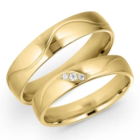 5 och 4 mm diamant vigselsringar i 9 karat guld 0,008 ct og 0,015 ct ct - set