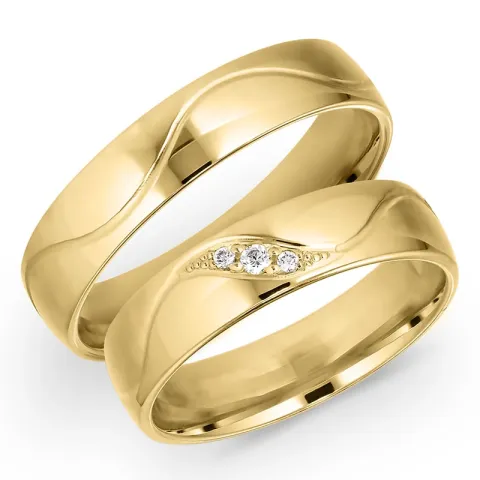 5 mm diamant vigselsringar i 14  karat guld 0,008 ct og 0,02 ct - set
