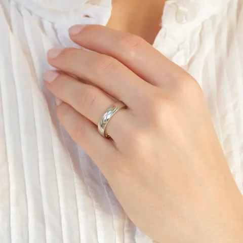 5 mm diamant vigselsringar i 14  karat vitguld 0,008 ct og 0,02 ct - set