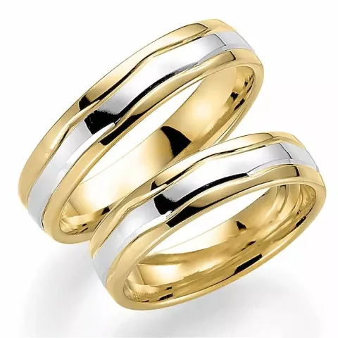 Tvåfärgad 5 mm vigselsringar i 14  karat guld- och vitguld - set