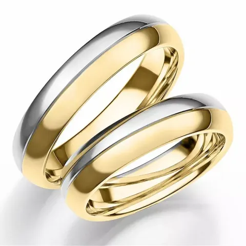 Blanka 5 mm vigselsringar i 14  karat guld- och vitguld - set
