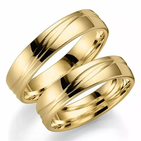 mönster 5 mm vigselsringar i 9 karat guld - set