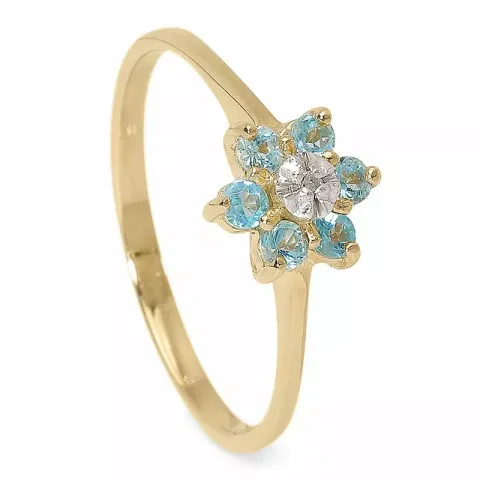 blommor topas diamantring i 9 karat guld 0,005 ct