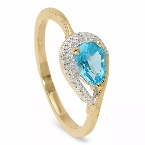 droppe topas diamantring i 9 karat guld 0,009 ct