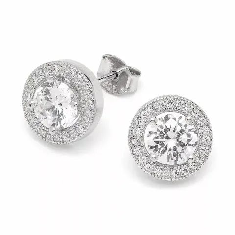 Stora runda zirkon örhängen i silver