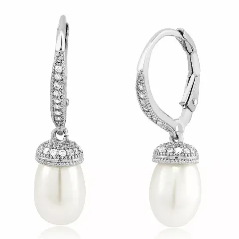 långa pärla örhängen i silver