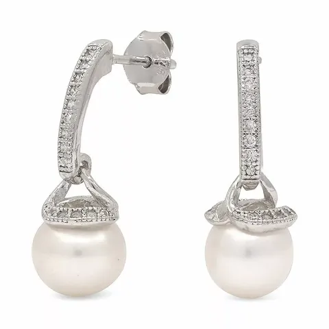 långa pärla örhängen i silver