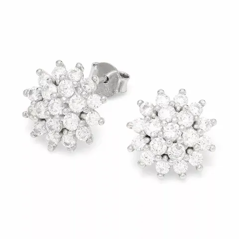 Stora runda zirkon örhängen i silver