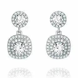 fyrkantigt zirkon örhängen i silver