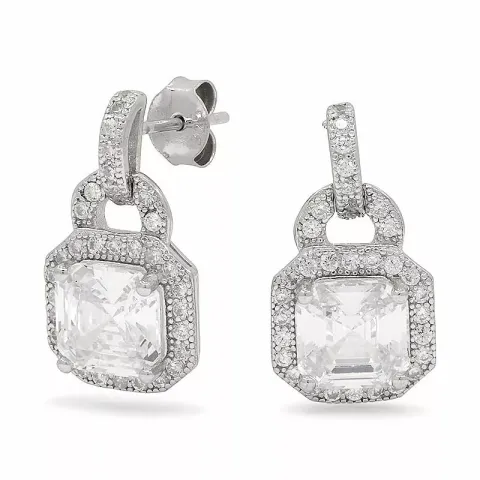 Stora fyrkantigt zirkon örhängestift i silver